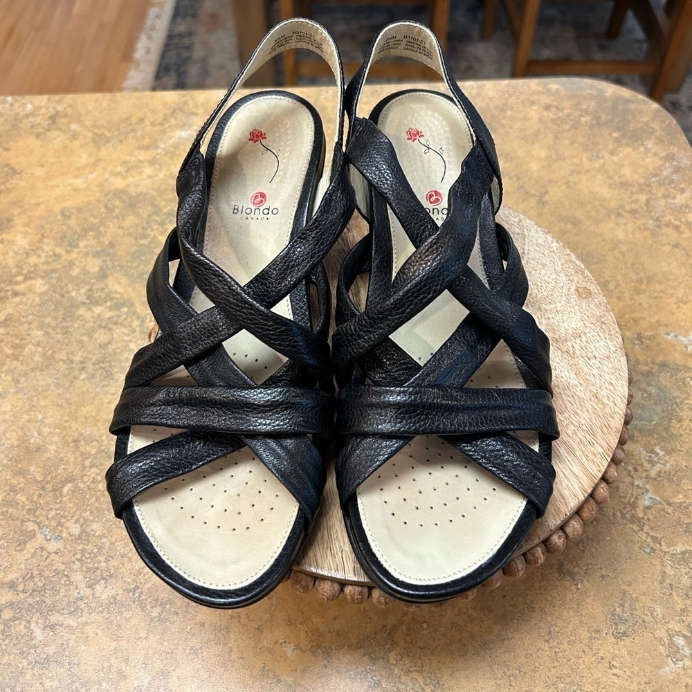 Blondo Black Leather Women's Strappy Sandals